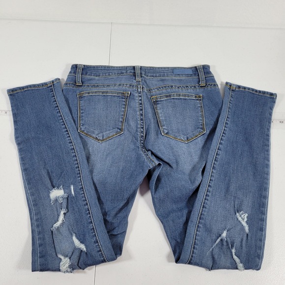 Judy Blue Jeans Distressed Ripped Blue Denim Straight Leg Women's Size - Picture 2 of 10